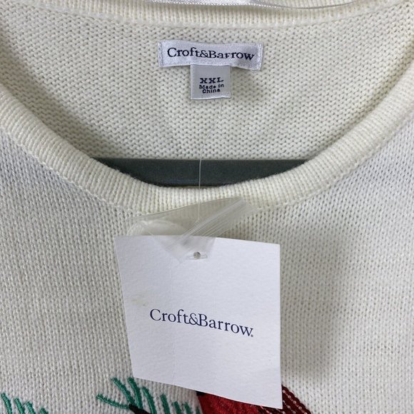 NWT Croft and Barrow Sweater Cardinal Bird Embroidered Sequin Women XXL Ivory - Picture 4 of 6